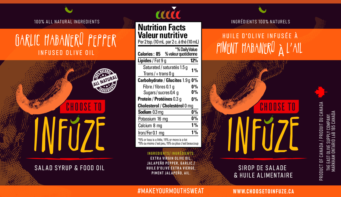 Aceite de oliva con infusión de ajo y habanero 150 ml (5 oz)